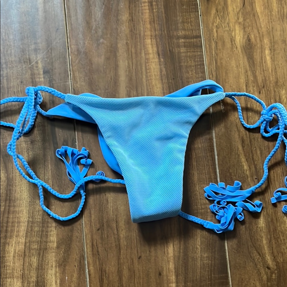 Blue Bikini Bottom with Side Ties